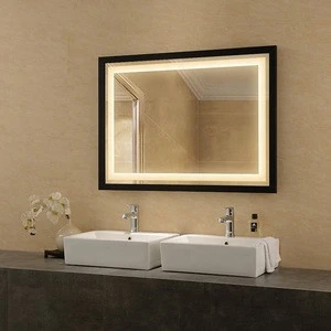 Framed Mirror Lighted Hotel Mirrors For Bathroom Vanities With Led Light