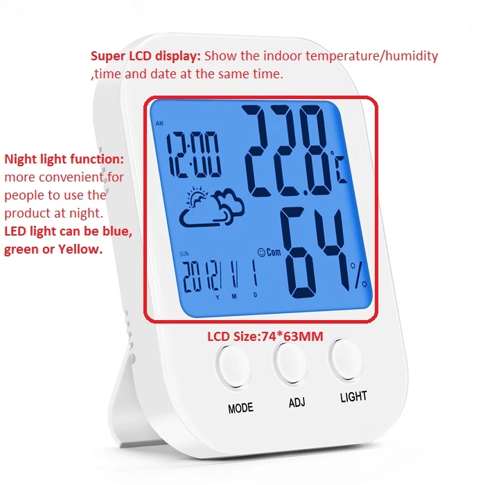 Free Shipping best price Household hygrometer temperature humidity meter LCD digital thermometer clock climate household indoor