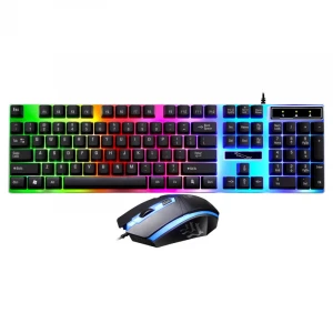 Gaming Keyboard And Mouse Combos with Colorful LED Backlit Rainbow Wired Computer Keyboard and USB Mouse Set for PC Laptop Gift