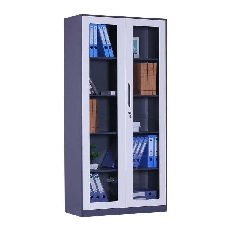 Glass Door Office File Cabinet Steel Cupboard