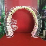 Gold Metal Backyard Garden Arch With Gate Door Decoration Wedding Arch