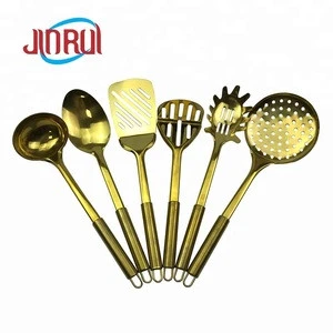 gold plating stainless steel 6pcs kitchen utensil sets cookware tools