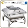 Golden Ware hotel restaurant supplies 18/10 stainless steel buffet chaffing dish food warmer with glass dish
