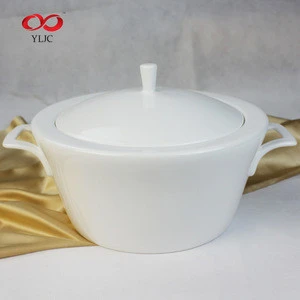 Good Quality Double Ears Food Safe Ceramic Soup Bowl Cooking Pot