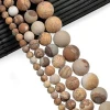 Gorgeous Matte Frosted 8mm Picture Jasper Loose Gemstone Round Beads For Jewelry Making