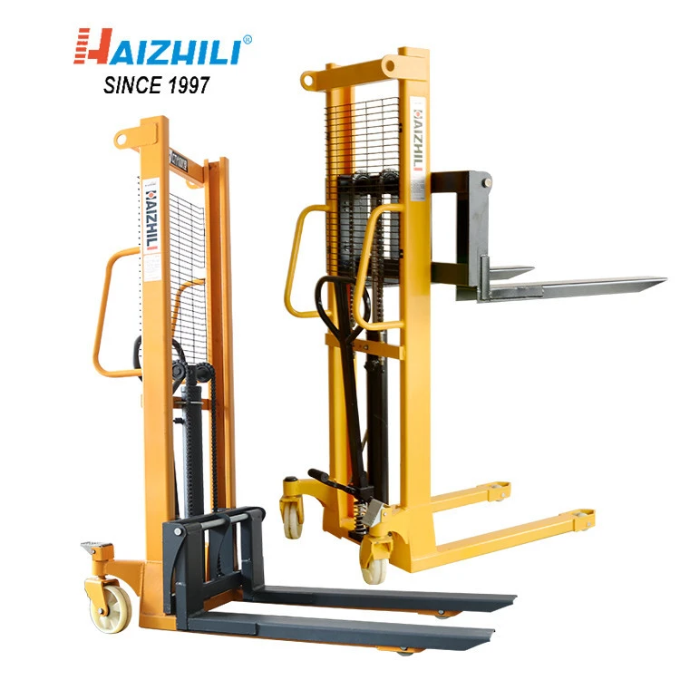 Hand forklift 500kg 1 meter manual pallet stacker with factory price