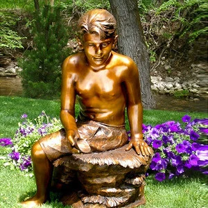 Handcarved Garden Cast Bronze Nude Woman Sculpture