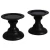 Import Handcrafted Wooden Pillar Duco Paint Candle Holders - Set of 2 - Shiny Black from India
