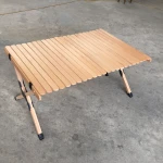 HE-1115, Promotion Portable Beech Wood Camping Picnic Table Outdoor Roll Up Camping Dining Tables With Carry Bag With Round Edge