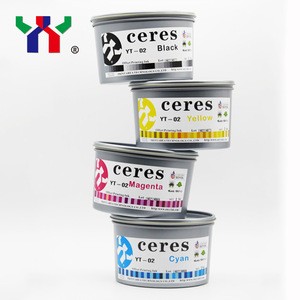 High Gloss Sheet- fed Offset Ink Ceres Brand  YT-02 for Paper,Magenta/Yellow/Cyan/Black each 1kg