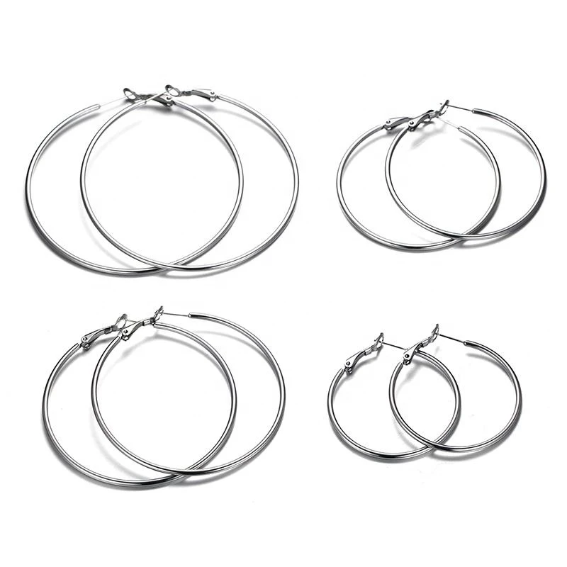 High polished ladys 18k gold plated round hoop earring jewelry