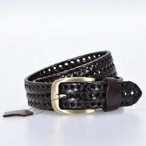 High Quality Men&#x27;s Braided Leather Belts For Men with zinc alloy belt buckle