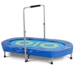 High quality parent-child trampoline spring folding trampolines adjustable handle bar handrail