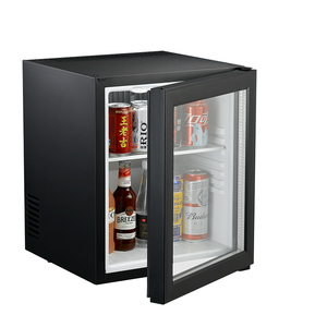 High quality promotional vintage classic hotel brand led single glass door cold 12v small mini bar refrigerator for india