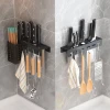 High Quality Stainless Steel Kitchen Tool Holder Rack Punch Free Wall Hanging utensil holder