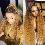 Highlight Wig Hidden Knots Natural Looking Colored Kinky Curly Human Hair Malaysian Lace Front wigs