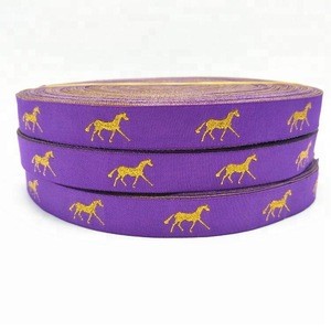 Hight quality metallic custom woven horse design gifts ribbon