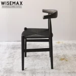 Home furniture modern design ash wood restaurant cane chair wood frame rattan dining chair with backrest for sale