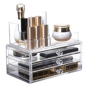 Home storage &amp; organization desk stand holder makeup organizer 3 pieces acrylic cosmetic storage