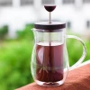 Home use double wall heat - proof glass tea filter cup French press.