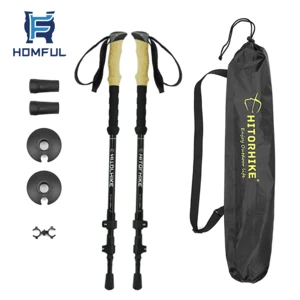 HOMFUL 3K Carbon Fiber Mountain Climbing Stick Lightweight Adjustable Trekking Poles Kit with EVA cork