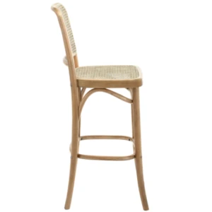 Hospitality furniture solid wood frame real rattan seat bar chair