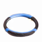 Hot Amazon Leather Universal Steering Wheel Cover fits for Truck,Suv,Cars (Black and Blue)