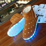Hot new products USB charging led light shoes snow boots Winter rabbit hair luminous shoes for sale