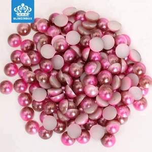 hot sale loose pearls black color 8mm half round pearl loose ABS/plastic half round bead for cellphone