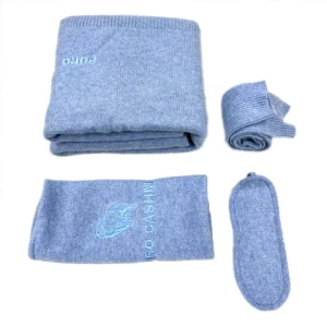 Hot selling knitted cashmere travel set support by custom