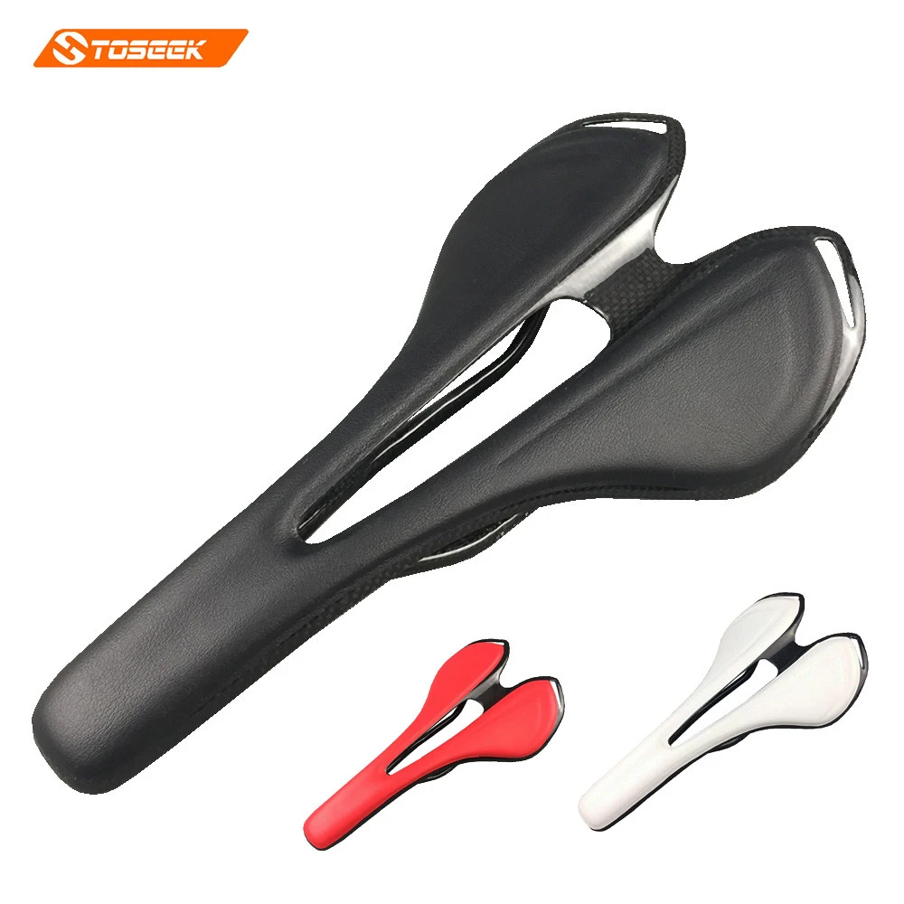Hot selling!bicycle carbon saddle Super light weight 125g TOUPE leather saddle red/black/white