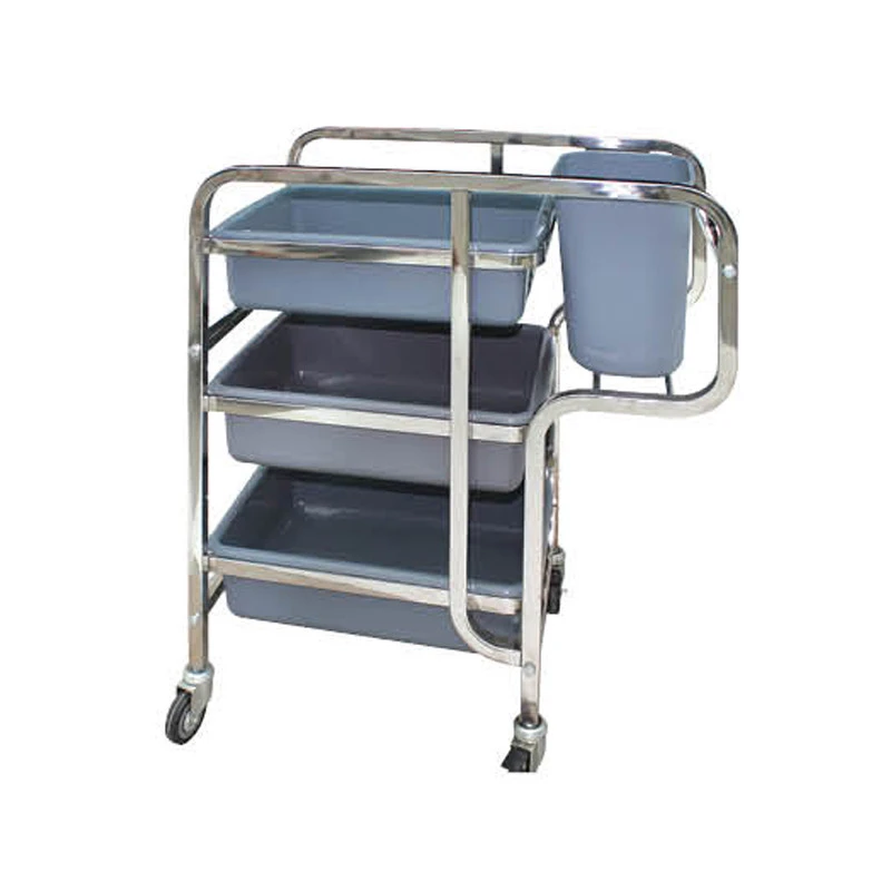 Hotel restaurant stainless steel plastic cleaning cart