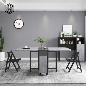 huijuyoupin small apartment folding dining table with chairs Extendable Folding Dining Tables and Chairs