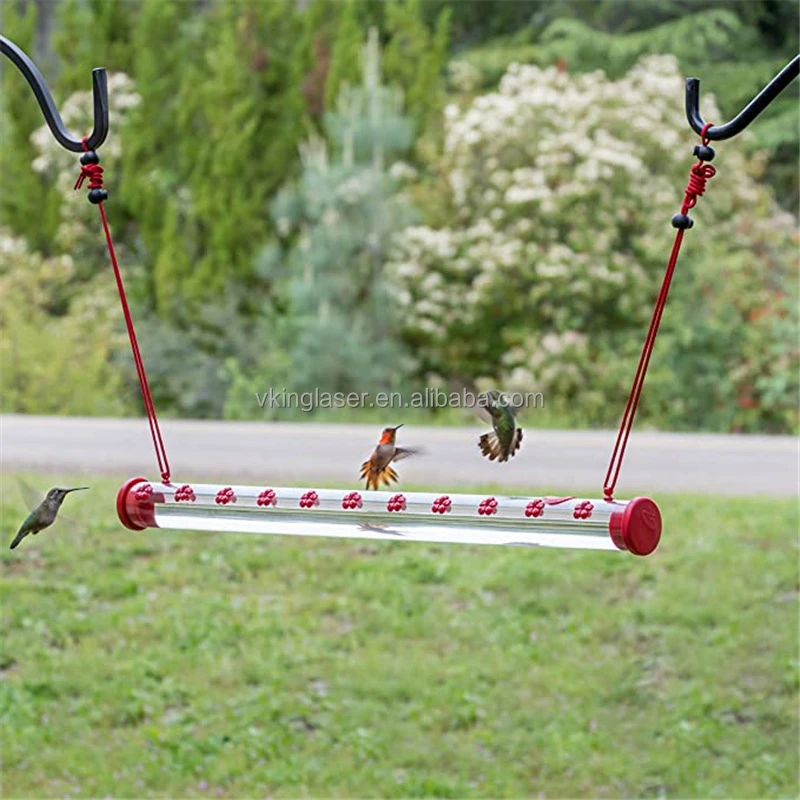 Hummingbird Feeder With Hole Feeding Pipes Birds Easy To Use Red Hanging Long Tube Bird Feeder 40cm Annas Best Gardening Tools