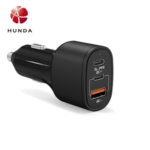 HUNDA 2020 Best Selling 65W USB PD Fast Charging Car Charger 3 Port MIni Multi Port Type C Car Charger Adapter QC3.0 USB Auto