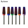 HYTOOS Purple Carbide Nail Drill Bit 5 in 1 Tapered Drills Milling Cutter for Manicure Remove Gel Acylics Nails Accessories Tool