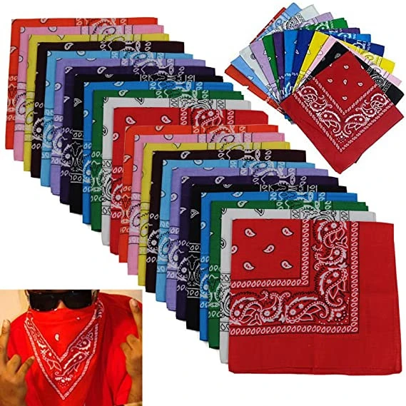 In stock 100% cotton fabric  paisley design square shape double sided 21*21inch bandana