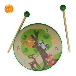 Kid New Wooden Animal Tambourine Musical Instrument Toy Jingle Percussion Hand Bell Developmental Educational Toy for Baby Girls