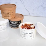 Kraft Compostable Disposable Thick Paper Bowl, Ice Cream Paper Cup, Dessert  Frozen Yogurt Paper Bowl with Lids