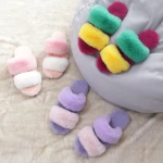 Ladies Fashion Double Strap Fluffy House Furry Fur Slides Lightweight Sandals Plush Imitated Rabbit Fur Slippers Women Slipper