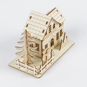 Laser cut wood crafts display with LED light for home decoration