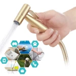 Leelongs Stainless Steel Golden Bidet Hand Bidet Shower Sprayer with Hanging Hook Holder