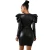 Import Long Sleeve Metallic V-Neck Women Dress High Elastic Slim Fit Short Mini Sexy Black Solid PU Faux Leather Dress from China