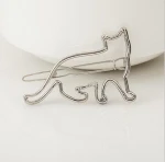 Lovely cat hair clip cute animal hollow cat hairclip hair pin silver and gold colors for women hair jewelry
