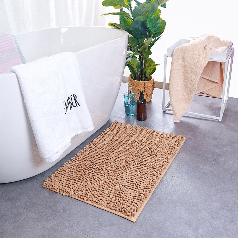 Luxury Big Anti Slip Carpet Bathroom Runner Rug Grey Bath Shaggy Shag Shower Mat for Washroom Non Slip