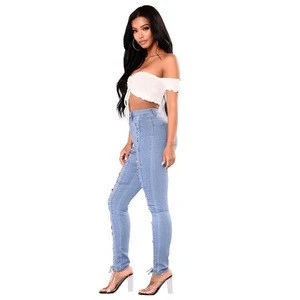 luxury denim skinny ladies private label women 2018 female garments brand stock jeans
