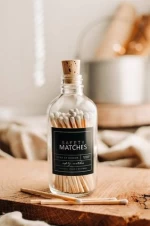 luxury  home decor holder wooden matches in glass jar colorful wholesale price customize tip safety matches in glass jar