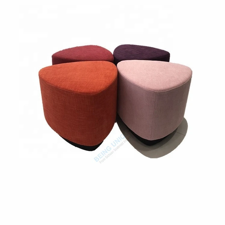 Luxury hotel lobby library public leisure chair sectional single lounge sofa fabric upholstery puff ottoman stool pouf