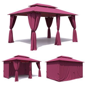 luxury steel garden gazebo with polyester roof and curtain