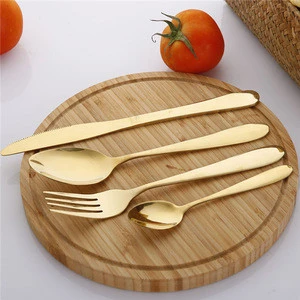 Manufacturers wholesale western tableware set knife fork spoon set of four gold cutlery flatware set